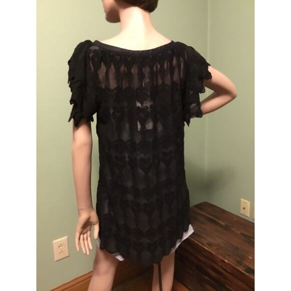 ALICE By TEMPERLEY Black Cotton lace Sheer Tunic Top Sz2 NWT Retail $145 - Picture 6 of 12